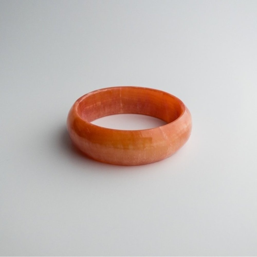 BUNDLE 2 For $25 - Vintage Marble Light Coral Glass Wide Bangle Cuff Bracelet